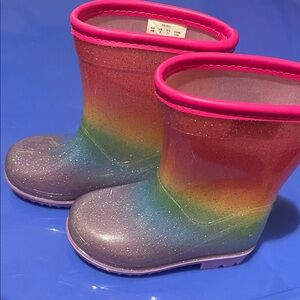 Rainbow Glitter Kids Rain Boots